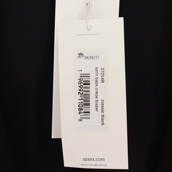 SPANX Classic Black Satin Back Crepe Blazer Women's 3X 3T Plus Size NEW - Picture 5 of 7